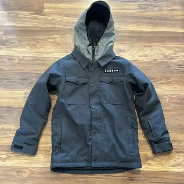 Burton Dhaka Dryride Youth Boys Black Hooded Ski Snowboard Jacket Size Medium 10