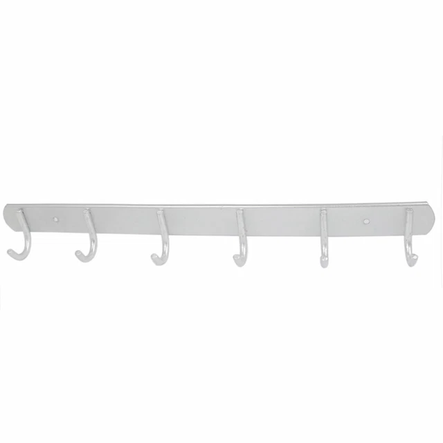 Bedroom Kitchen Aluminum 6 Hooks Wall Mounted Hanger Towel Clothes Hanging Rack