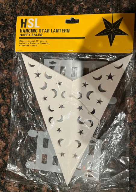 Quasimoon 24" White Star Moon Cut-Out Paper Star Lantern, Hanging Decoration