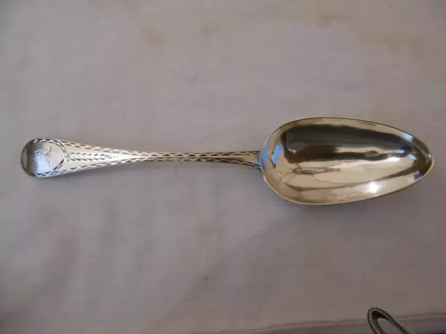 c1780 rare Irish provincial bright cut tablespoon by Carden Terry of Cork