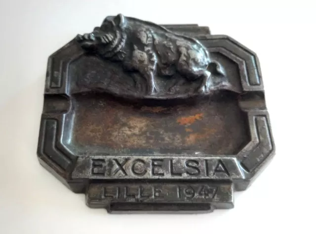 Cenicero Antiguo Publicidad de Bronce Excelsia Lille 1947 REF74080