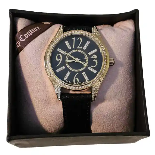 Juicy Couture Lively Watch Gold and Black with Rhinestones New in Box
