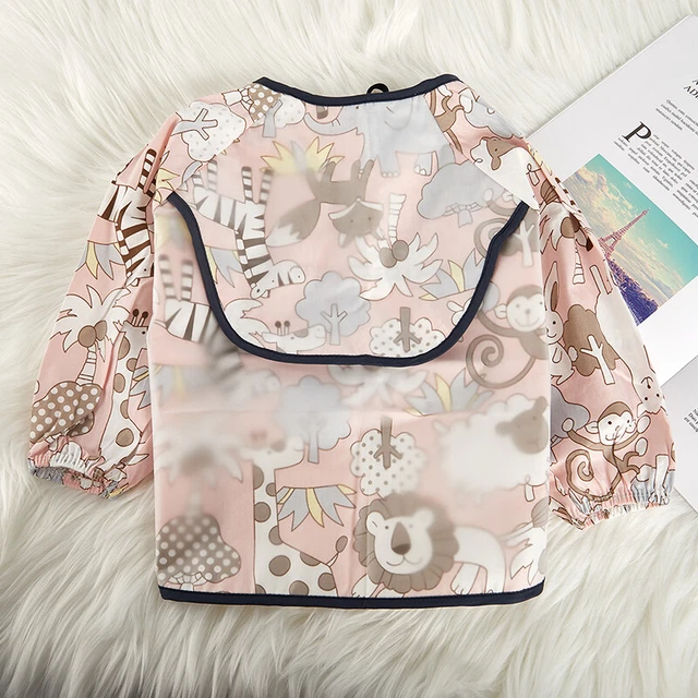 Delantal impermeable Baby Bib manga larga arte ahumado para niños cosas de bebé B'YH q