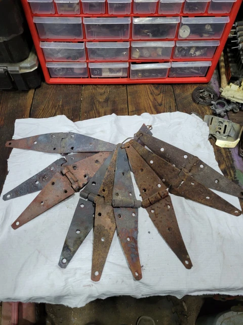 8 12" Vintage Antique Farm Barn Door Hinge Lot Steampunk Rustic Primitive