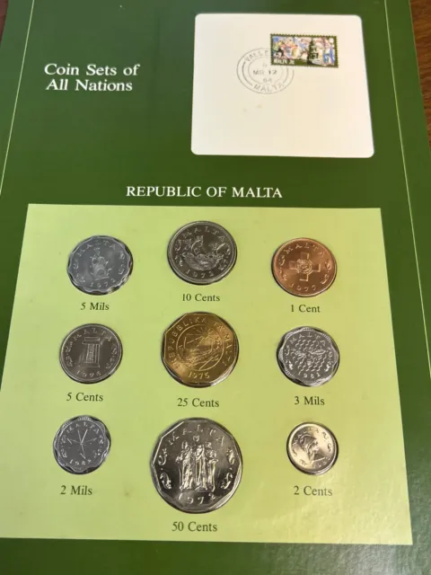 MALTA "Coins Sets of All Nations" Maltese Lira 9-Coin UNC Type Set