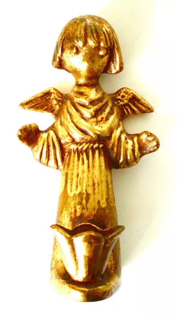 Vintage Gold Leaf Ceramic Catholic Guardian Angel Holy Water Figurine Sculpture