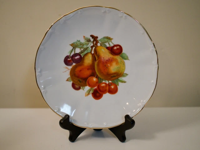 Vintage Bareuther Waldsassen Plate Fruit Design Gold Edge Bavaria Germany Pear