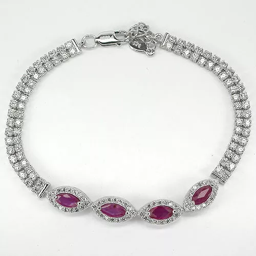 Bracelet Rubis veritable_Argent 925 sterling silver ruby bracelet