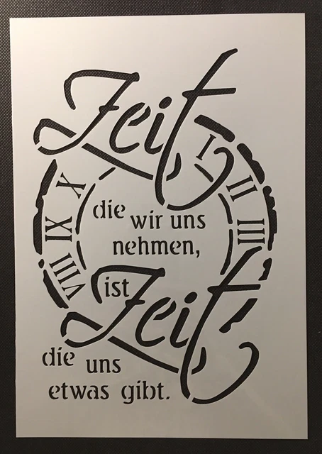 SCHABLONE ZEIT LEBEN f.Schild Geschenk Spruch Stoff Shabby Kreidefarbe