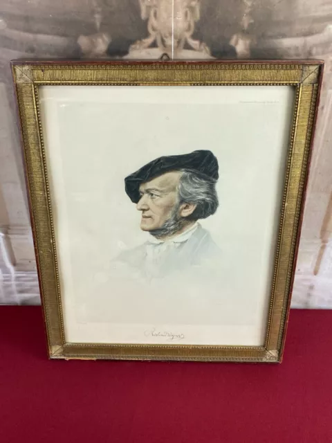 Farb Lithographie Gerahmt Portrait Richard Wagner