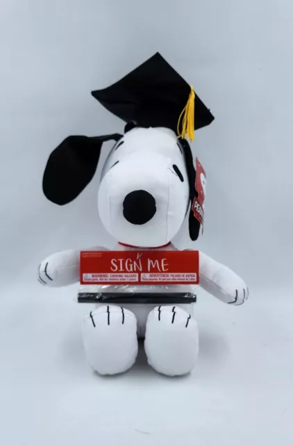 Snoopy Graduation Cap Sign Me Autograph Plush 12" Peanuts Stuffed Dog 2024 Party