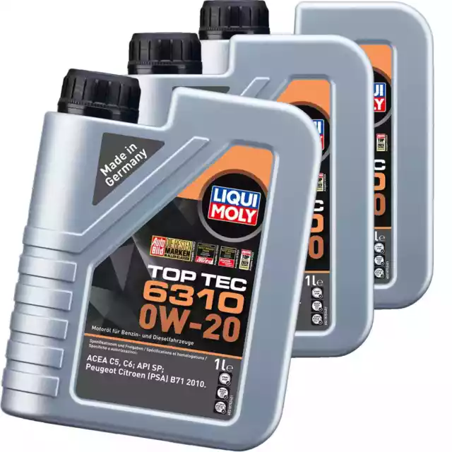 3x1 L Liqui Moly Tt 6310 0W20 Huile Convient pour PSA B71 2010 Api Sp Acea C5 C6