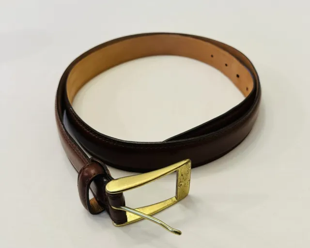 BROWN FULL GRAIN Italian Leather Dress Belt - Men's Size 40 - 1 Inch ...