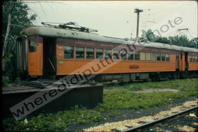 Orig. Slide Chicago S. Shore & S. Bend CSS 33 SSCC Interurban Michigan City 1973