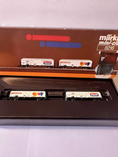 Märklin Mini-Club, 8216 Güterwagen-Set Rapelli & Migros Spur Z OVP