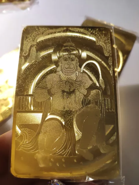 Lot3 pcs.Hanuman #10 gold plate metal card Purse Money Attract Wealth Feng Shui