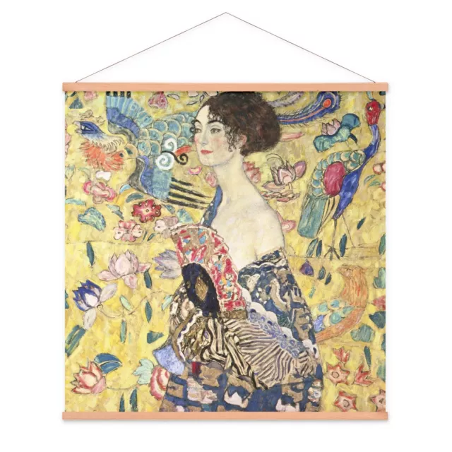 Stoffbild Kakemono mit Posterleisten Kunst Druck Gustav Klimt Dame mit Fächer