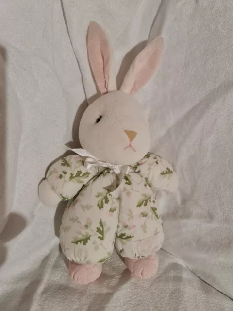 Doudou Peluche Vintage Tartine Et Chocolat - Lapin - Blanc Feuillages 30 Cm Tbe