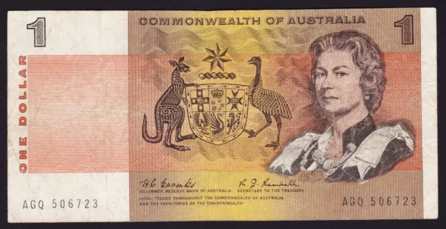 One Dollar $1 Australian Banknote 1968 Coombs Randall R72