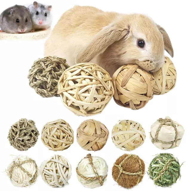Pet Balls Rabbit Guinea Pig Hamster Toys Natural Grass Straw Rattan Woven Balls