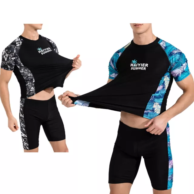 T-shirt 2 pz costume da bagno uomo per top piscina e pantaloncini set nuoto allenamento