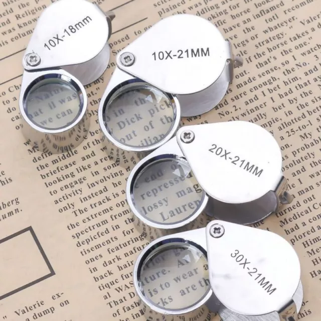 4sizes Triplet Jeweler Eye Loupe Magnifier Magnifying Glass Jewelry Diamond+Box