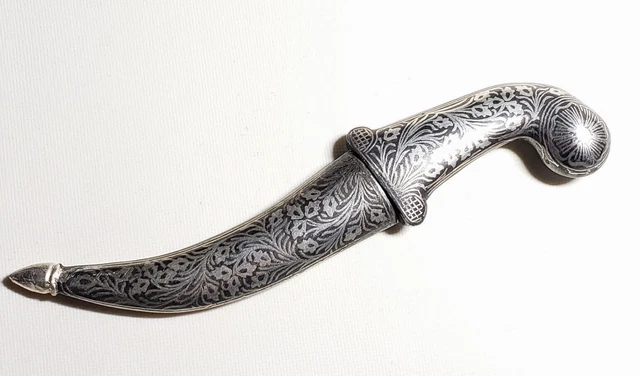 Couteau Indo-persan Pesh-Kabz – Lame Damas Et Incrustations Argent Koftgari – Moghol