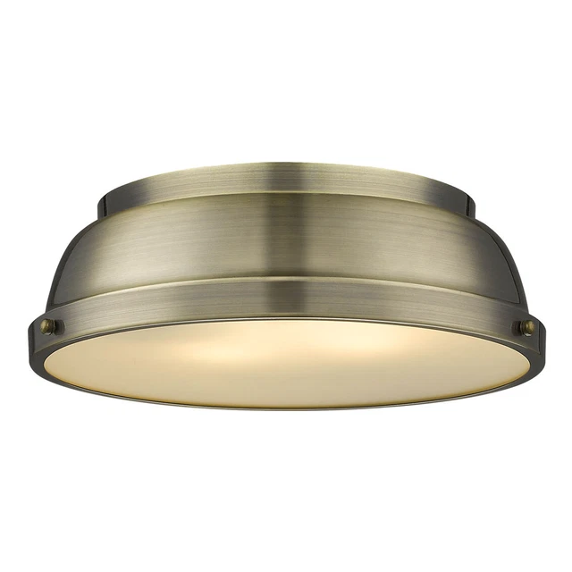 Golden Lighting 3602-14-AB Duncan 2 Light 14"W Flush Mount - Brass
