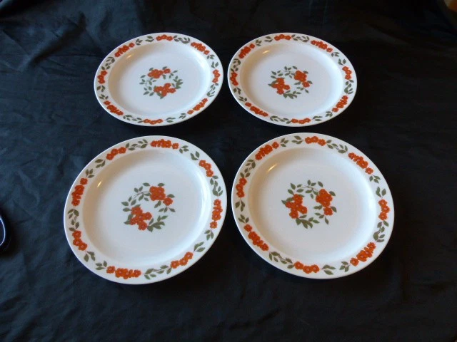 Lot De 8 Assiettes Vintage Arcopal Années 70 – Décor Fleurs Blanches – Passe Au Lave-vaisselle