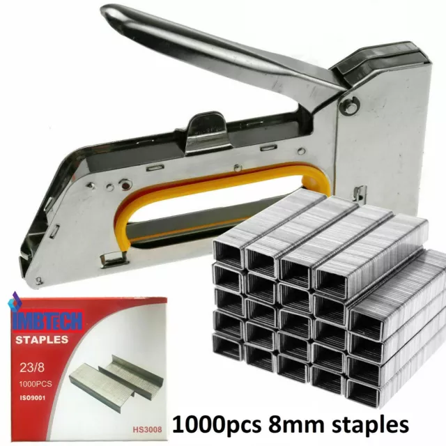 1000pc Pack Heavy Duty 8mm Staples Staple Gun Tacker Upholstery Pins For Stapler