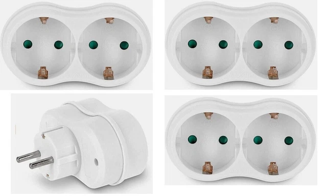 3 STK.DOPPELSTECKER MULTISTECKER Mehrfachstecker Steckdosen Adapter ...