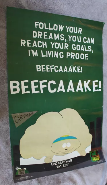 South Park Eric Cartman BEEFCAAAKE Fat Ass 1998 Trey Parker Cartoon Poster GVG