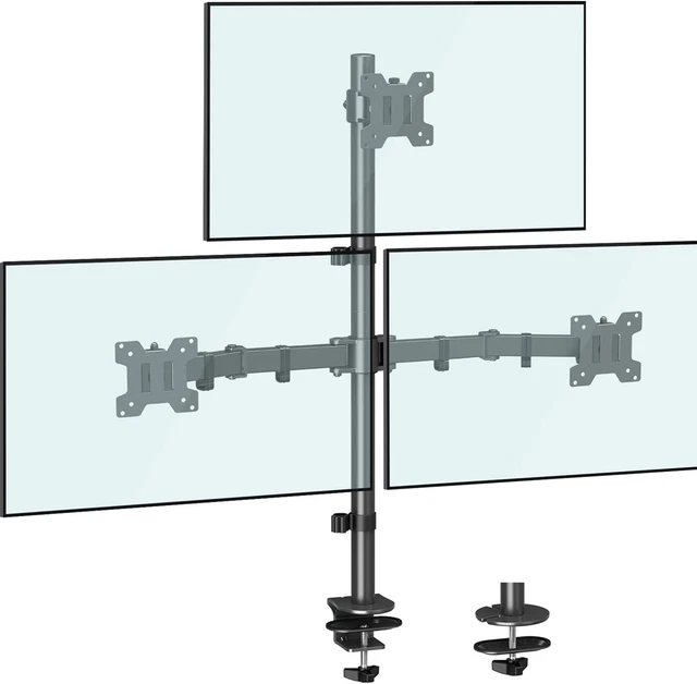 TRIPLE MONITOR STAND, Height Adjustable Monitor Desk Mount Fit for