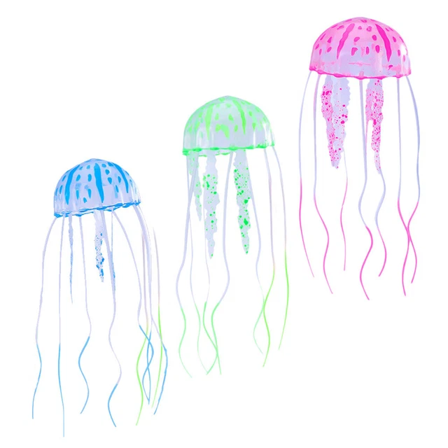 Adornos de silicona para acuario de simulación de fluorescencia con efecto brillante