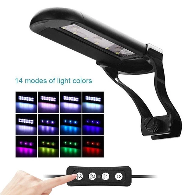 Mini soporte de luz LED USB para acuario con clip para tanque de peces iluminación fresca y salada)