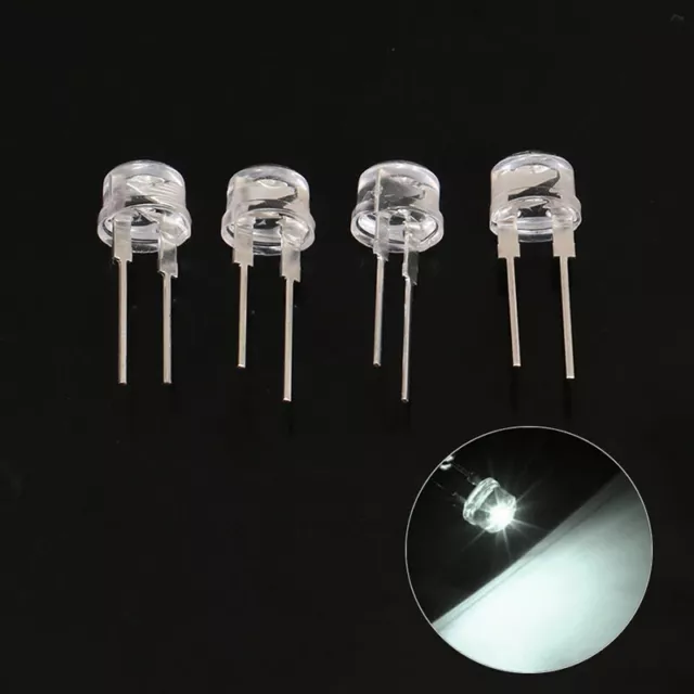 20Pcs LED 8mm Straw Hat Lamp Bead White Cold Light 0.75W Light-emitting DioEL