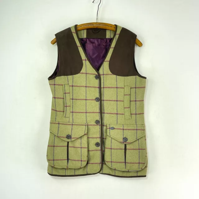 Sherwood Windsor Tweed Shooting Vest Womens 14 Green Check Sporting Waistcoat