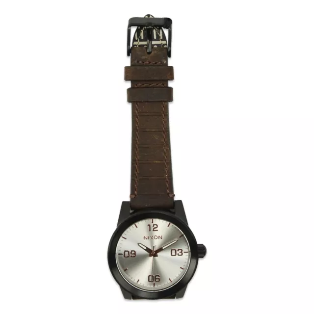 Nixon Womens GI Leather Watch Black Silver Brown One Size New