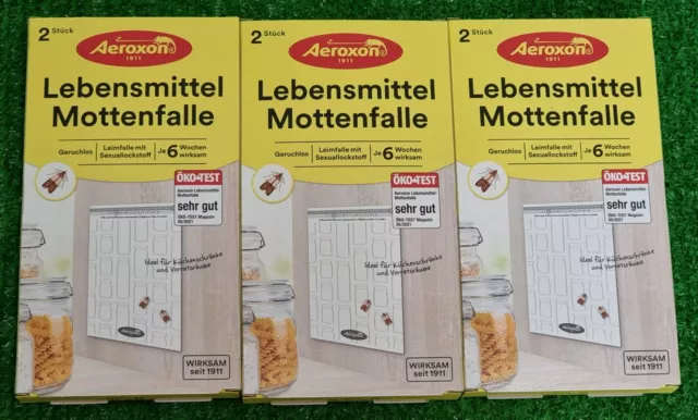 (Stück/1,65€) 3x2 Stück Aeroxon LEBENSMITTEL MOTTENFALLE PHEROMONFALLE Versand0€