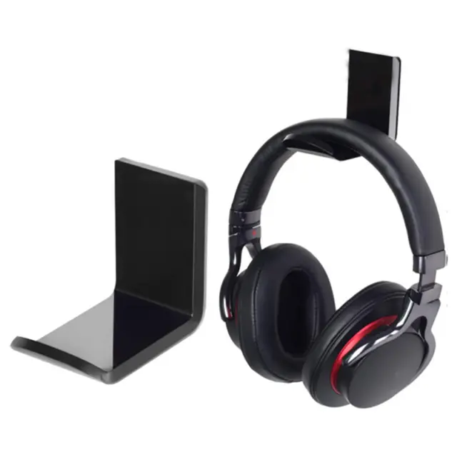 Simple Headphone Stand Hanger Hook Tape Under Desk Dual Headset Mount Holder D
