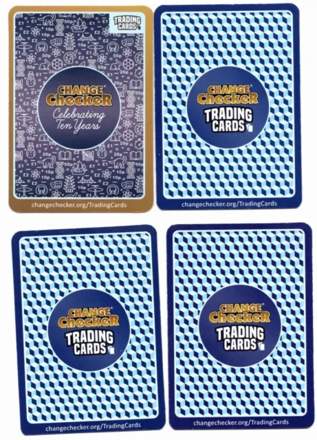 Change Checker Trading Cards, 1 Gold, 3 Blue all Unscratched, No Coins (O119)