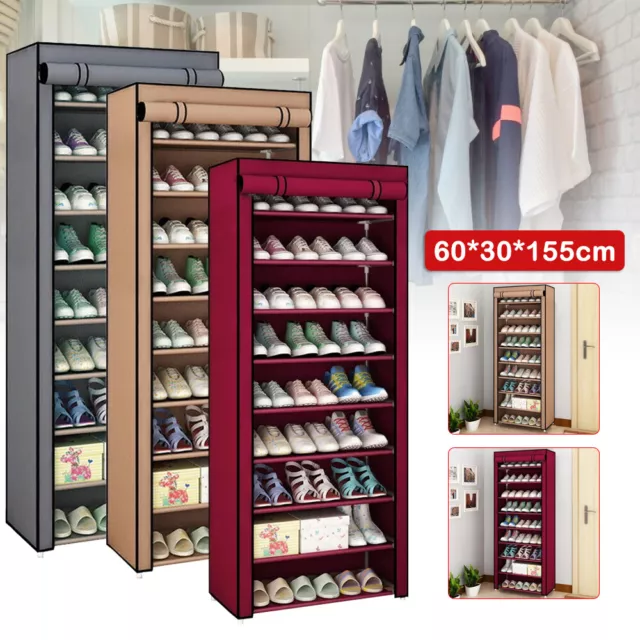 10 Tier Dustproof Shoes Cabinet Storage Organiser Shoe Rack Stand Holds 27 Pairs