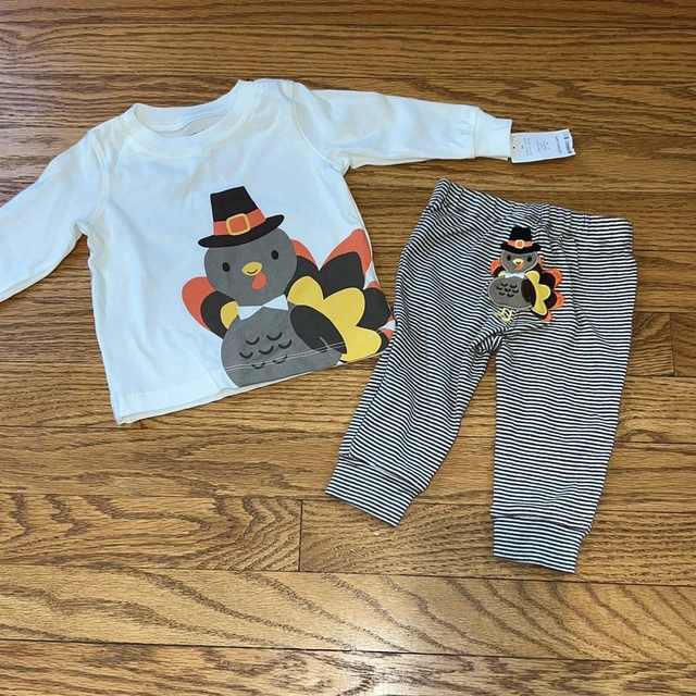 Carters Thanksgiving Turkey Infant Outfit Sz 3 Months Baby First Turkey NEW Set
