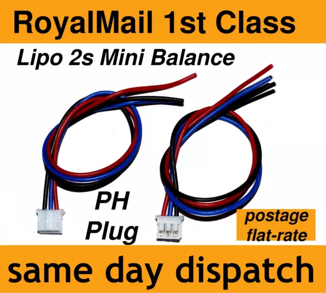 Lipo Balance Lead wire for small battery packs 2s PH male plug 2-cell 7.4V 26AWG