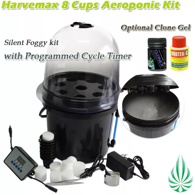 Hydroponics 8 Cups Aeroponic Cloning Seedling Dome System With Cycle Timer