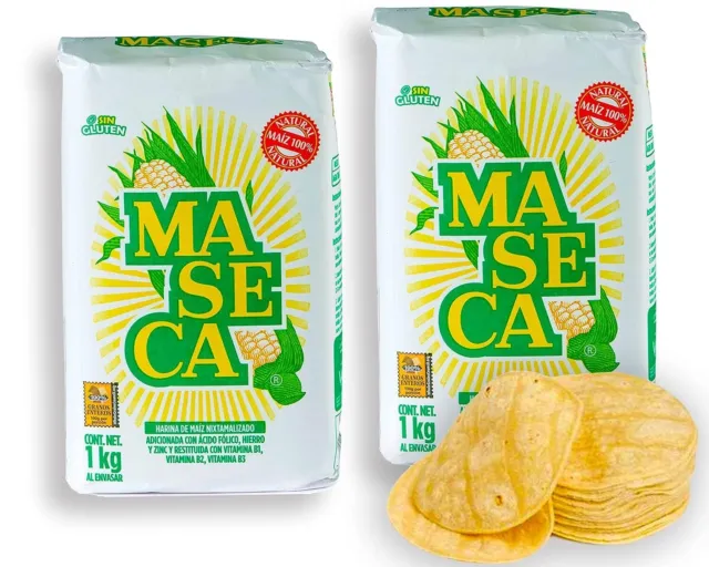 Harina Maseca aus Mexiko Maismehl für Tortillas 1kg Pack 2 Masa Harina de Maiz