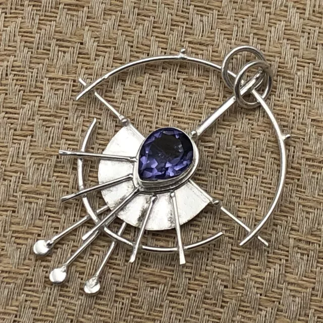 Natural Iolite Gemstone Indian Jewelry 925 Sterling Silver Pendant For Women