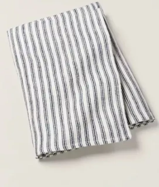 Ralph Lauren Carrell 100% Linen Stripe Throw Blanket MSRP $330 Indigo