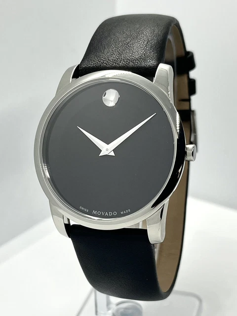 Movado Men's Museum Classic Silver/Black Leather Band 40mm Watch 0607269