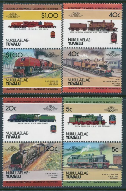 1984 TUVALU - NUKULAELAE LOCOMOTIVES 2nd SERIES SET OF 8 FINE MINT MNH (LOW)